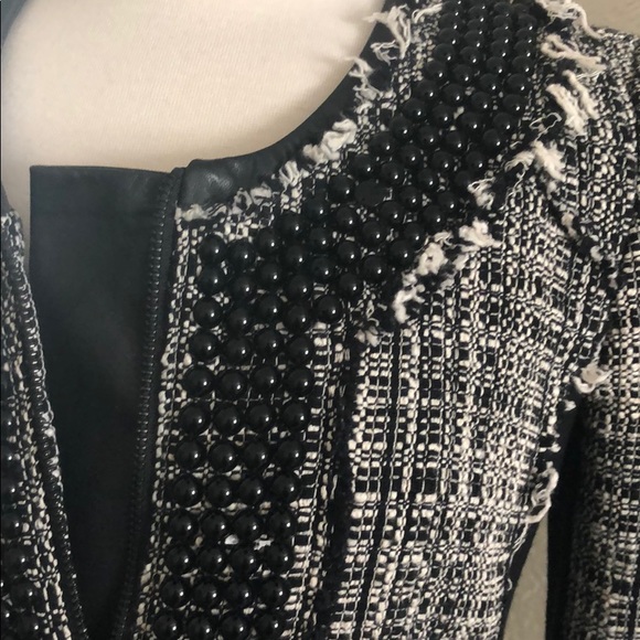 Milly  leather and bead trimming, frayed, jacket - Picture 9 of 11